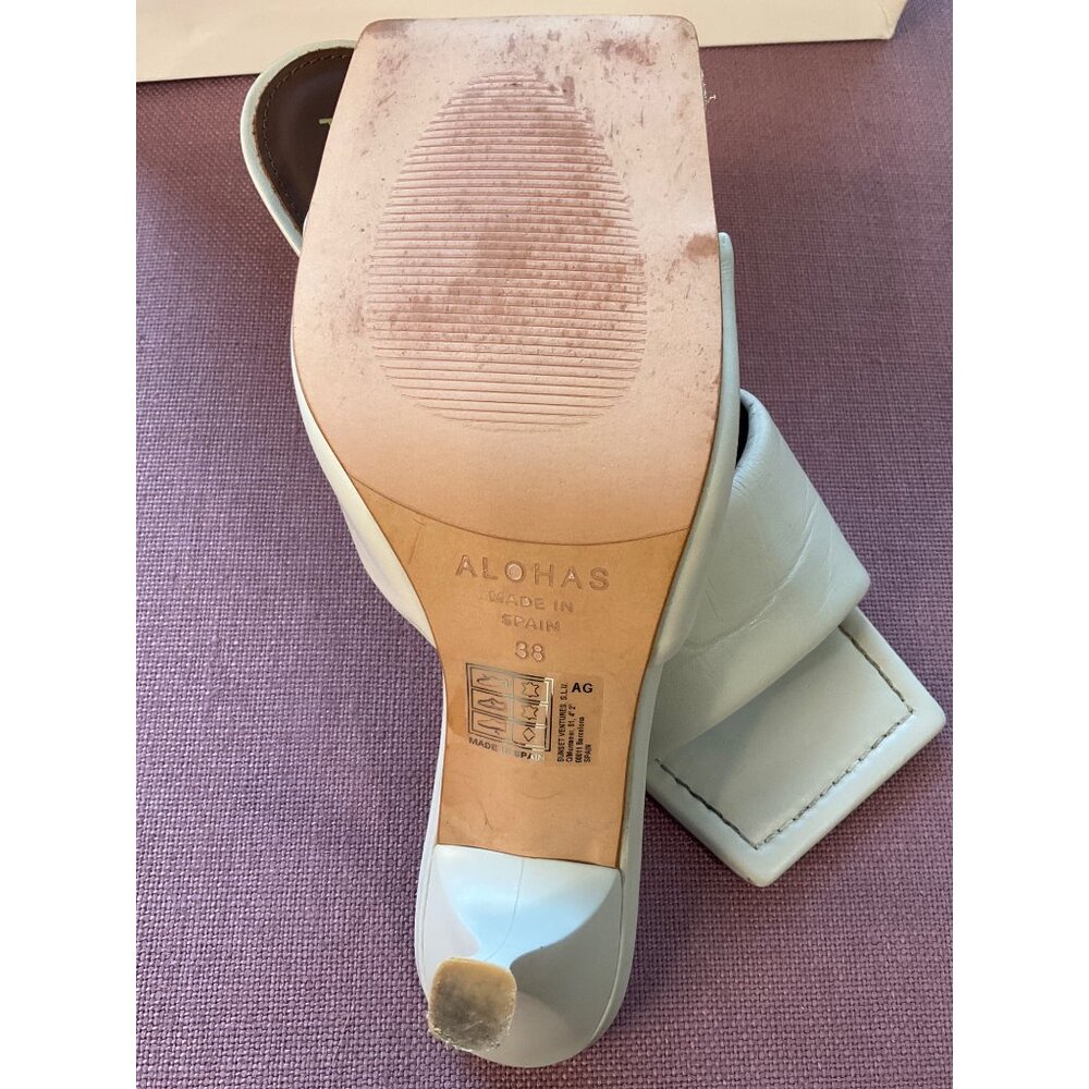 Alohas Puffy Mules in Grey/White Leather 38 Womens High Heels - Picture 10 of 15